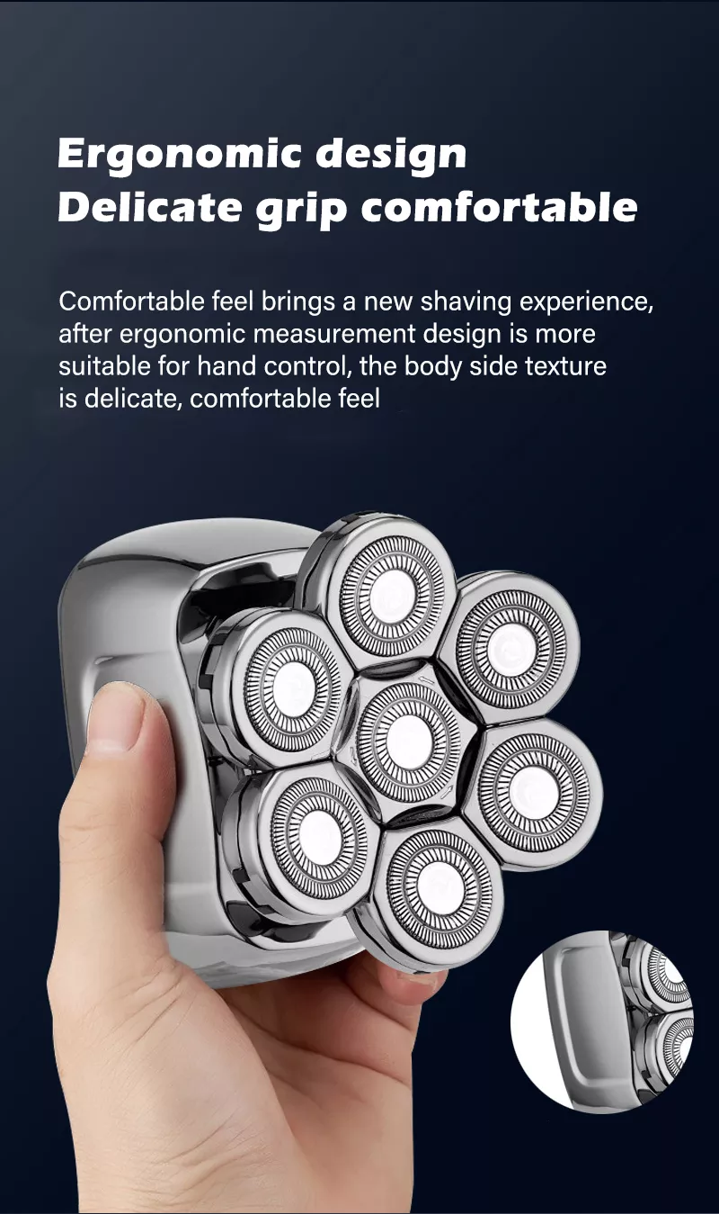 Waterproof 6 In 1 7D Men's Electric Shaver Razor With Wireless Charger
