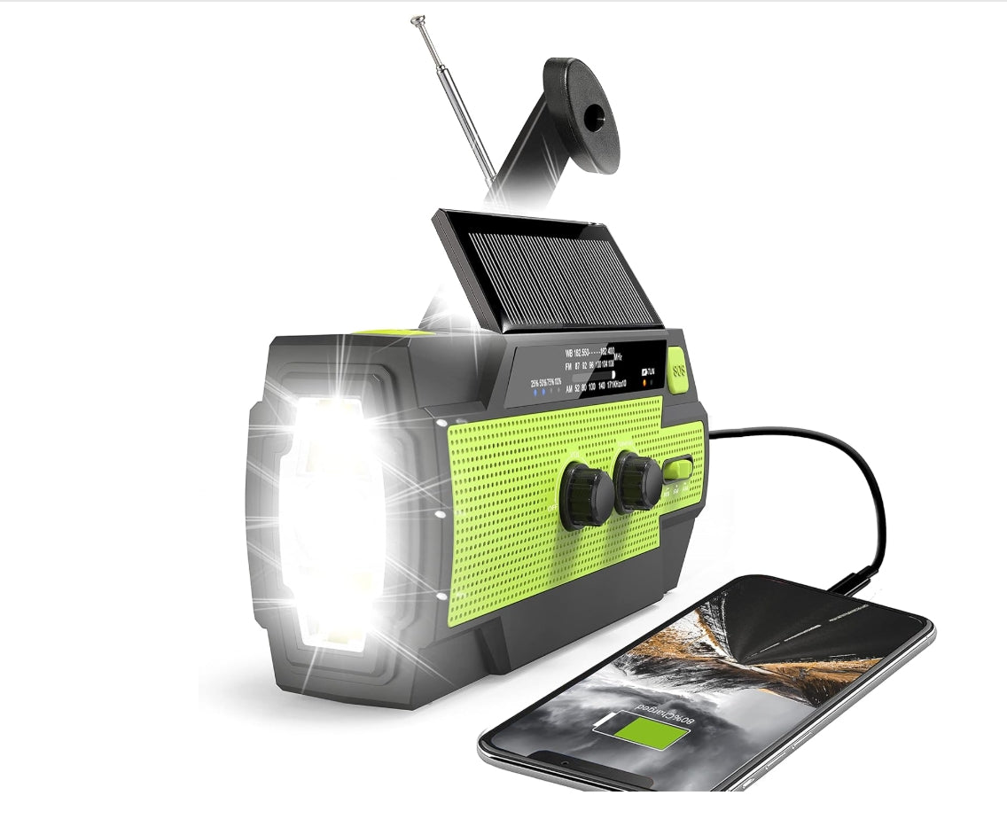 Emergency Crank Weather Radio, 4000mAh Solar Hand Crank Portable AM/FM/NOAA