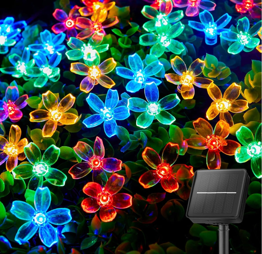 2 Pack Total 52FT 120 LED Flower Solar String Lights Outdoor Waterproof Fairy Lights