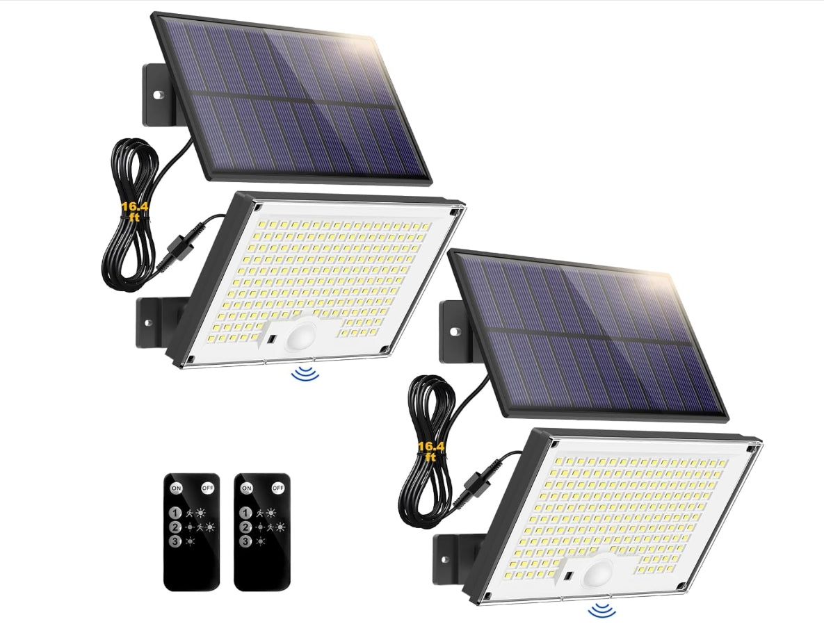 2 Pack 172LED 3 Modes Split Motion Sensor Outdoor Lights
