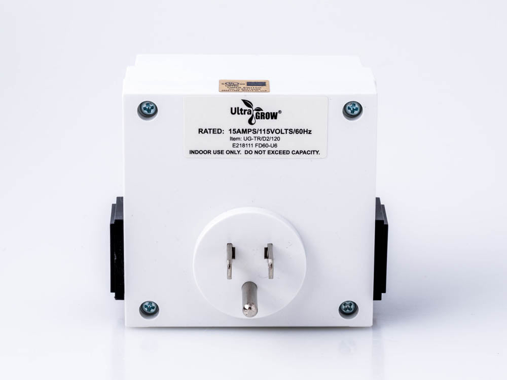 2 Pack UltraGrow 120V Digital Programmable 7-Day Timer Double 3-Prong Outlet Plug LCD