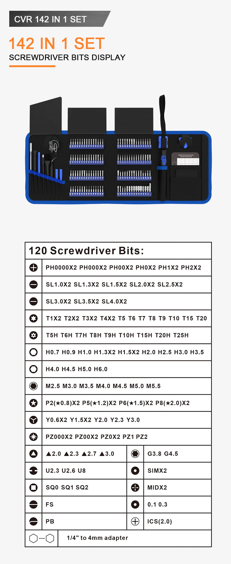 Electronics Precision Screwdriver Sets 142-Piece with 120 Bits Magnetic Repair