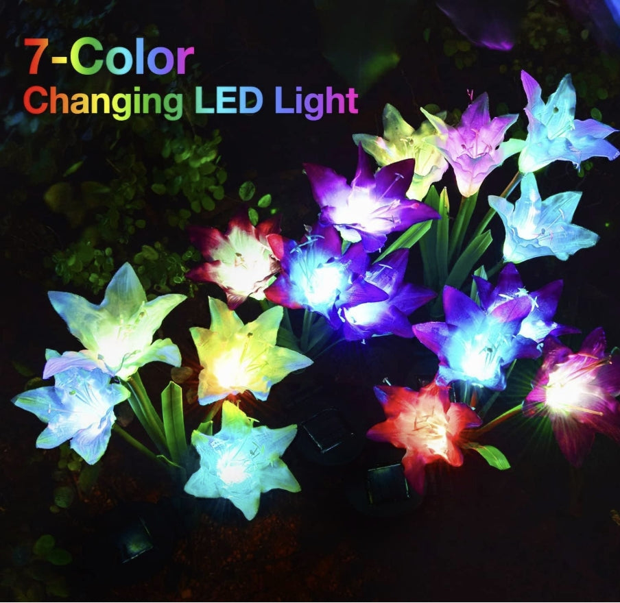 4 Pack Solar Garden Lights with Bigger Lily Flowers