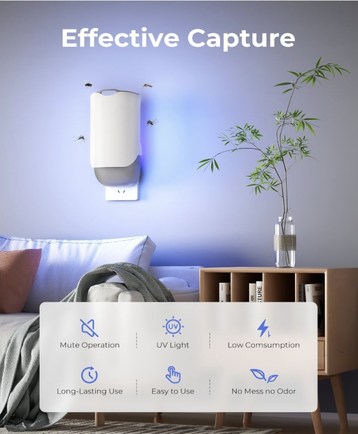 Indoor Bug Zapper Plug in (1 Plug-in Base + 3 Glue Cards)