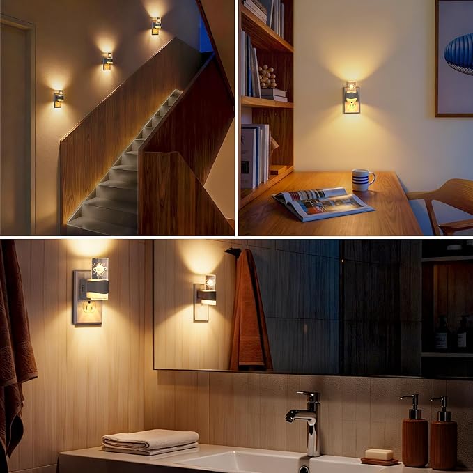 2 Pack Night Light – 3D Etched Starry Night – Dimmable – Dusk to Dawn Sensor