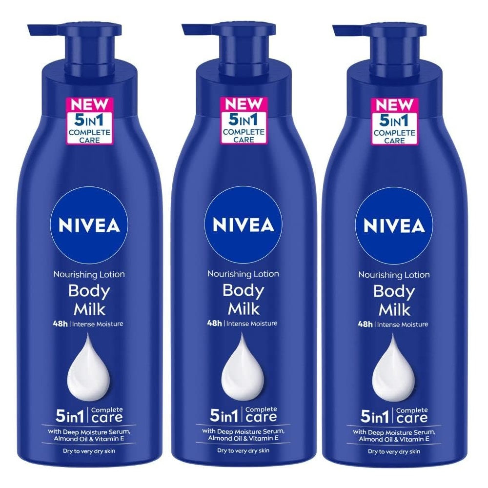 3 Or 6 Pack Nivea Nourishing Lotion Body Milk Richly Caring For Very Dry Skin, 400ml