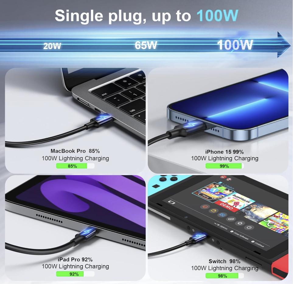500W USB C Fast Charging Station Hub, 8 Port HUB