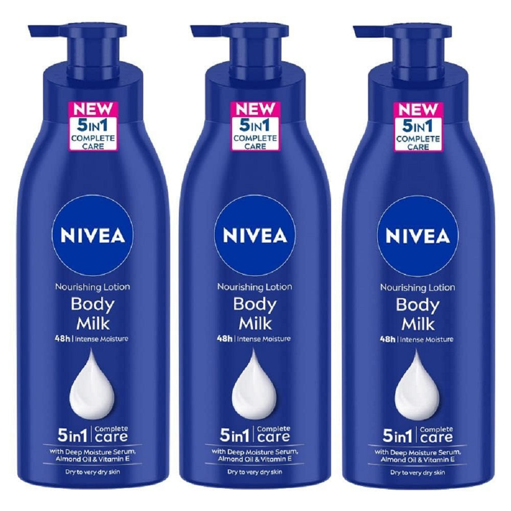 3 Or 6 Pack Nivea Nourishing Lotion Body Milk Richly Caring For Very Dry Skin, 400ml