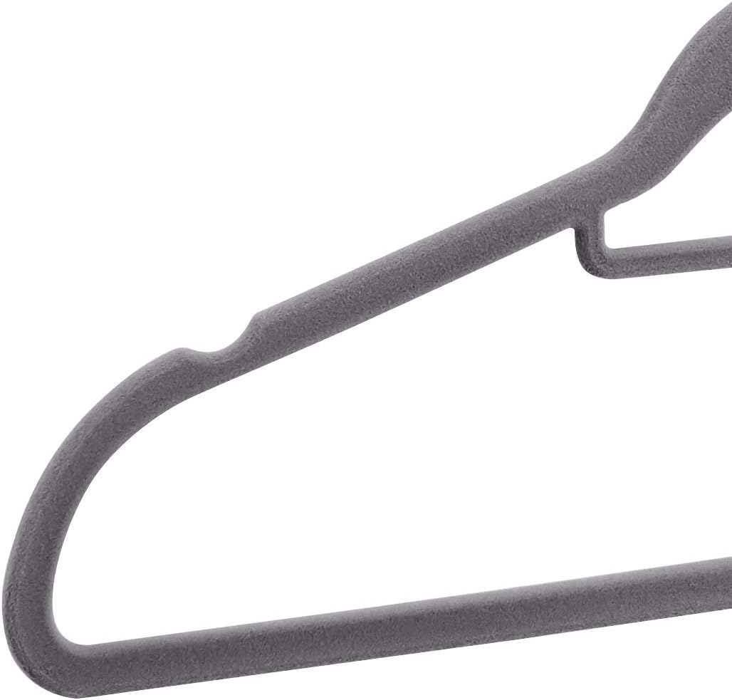 Amazon Basics Velvet Suit Hangers with Tie Hanger, Dark Grey (30-Pack)