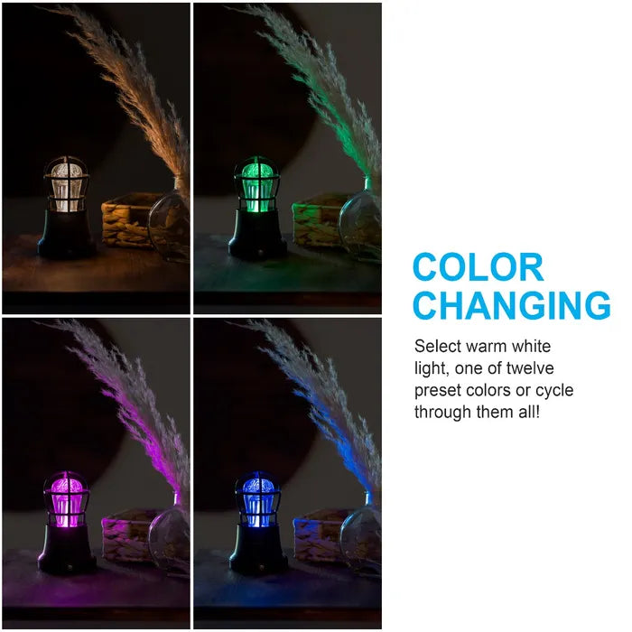 GE Vintage Cage Frame Color Changing Light Sensing LED Night Light, Black
