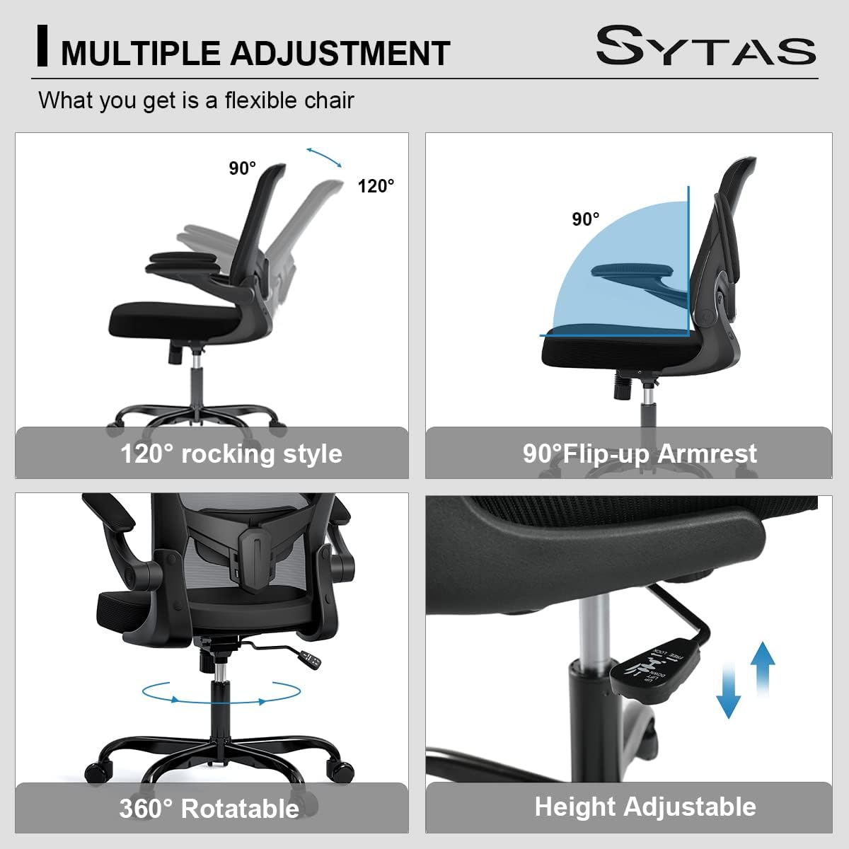 Sytas Ergonomic Mesh Office Chair, Home Office Desk Chairs Ergonomic