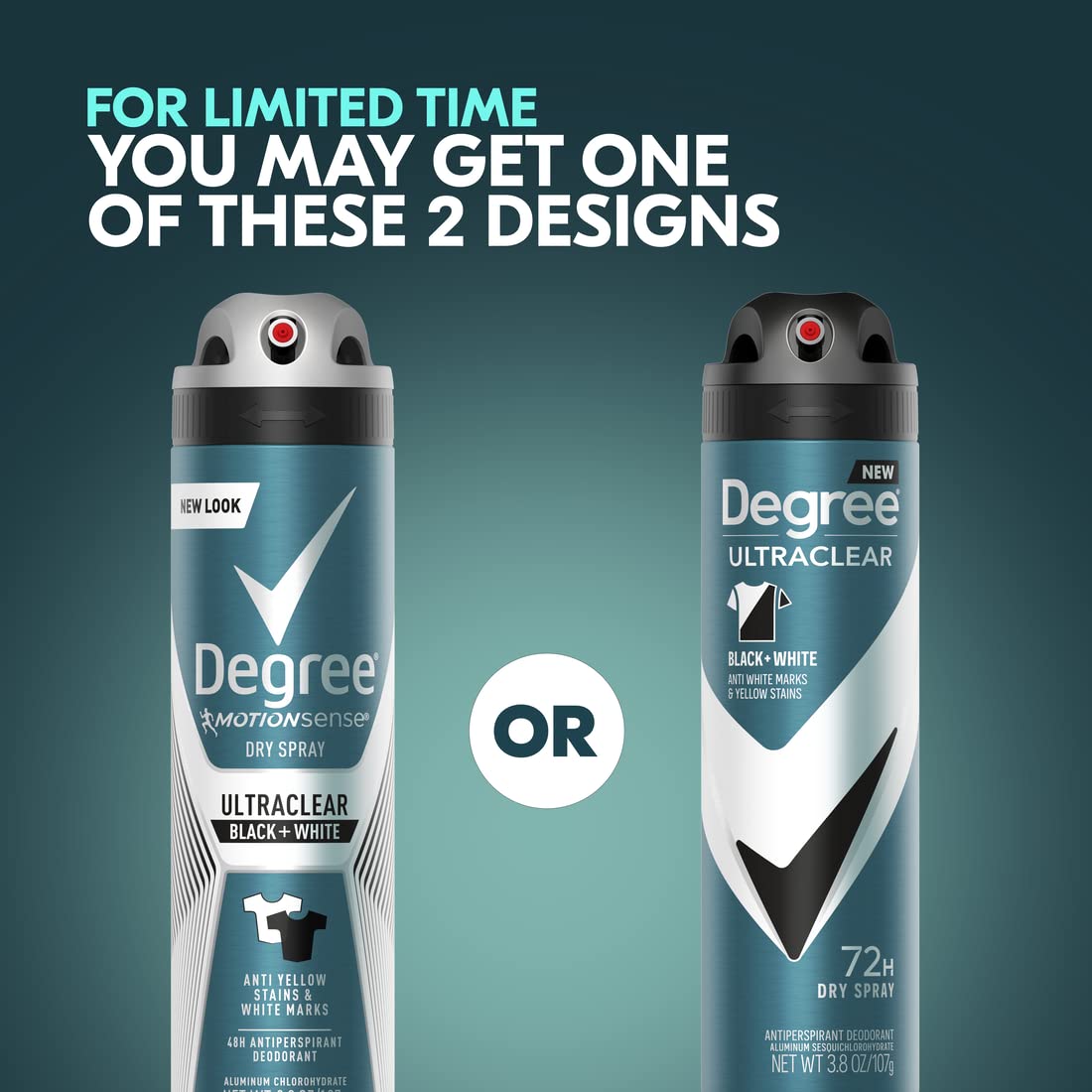 6 Pack Degree Men Antiperspirant Deodorant Dry Spray Black + White 3.2 OZ
