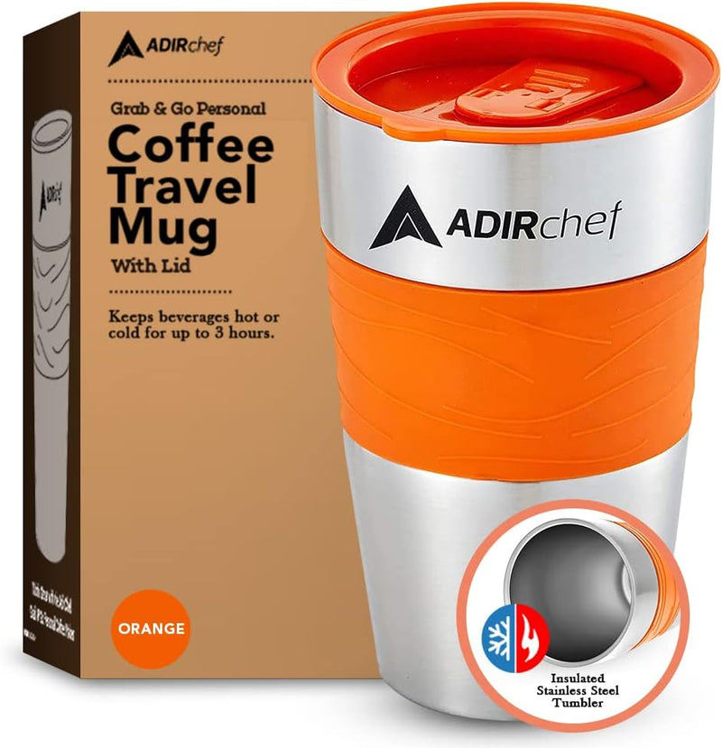 AdirChef Travel Coffee Mug 15 Oz - Insulated BPA Free Stainless Steel Vacuum Tumbler