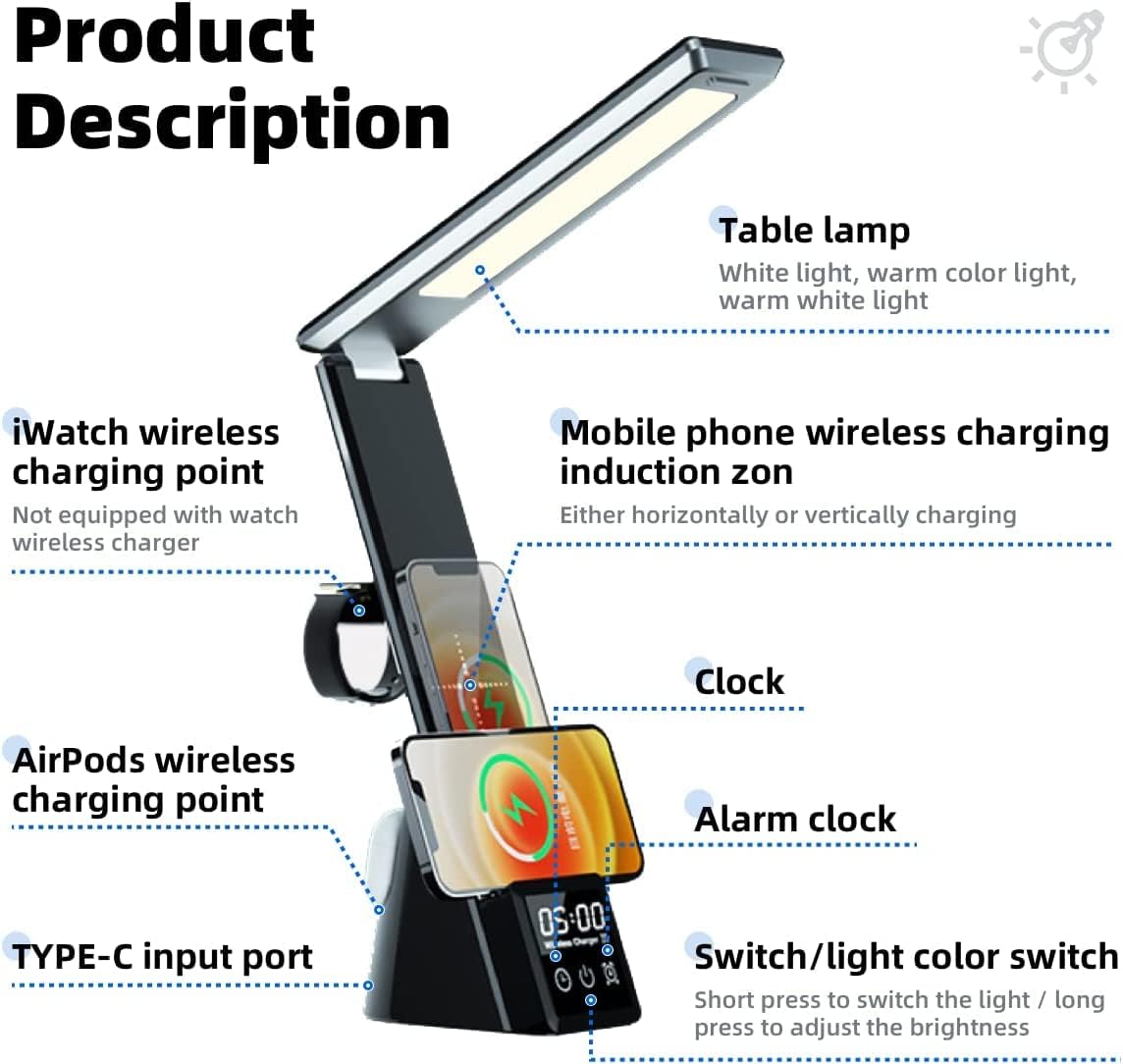 LED Desk Lamp with Wireless Charger