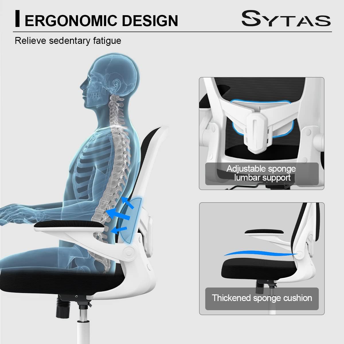 Sytas Ergonomic Mesh Office Chair, Home Office Desk Chairs Ergonomic