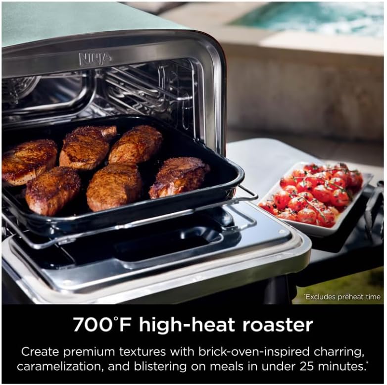 Ninja Woodfire 8-in-1 Outdoor Smoker Pizza Oven with 5 Pizza Settings, Green-DAMAGED BOX-BRAND NEW INSIDE