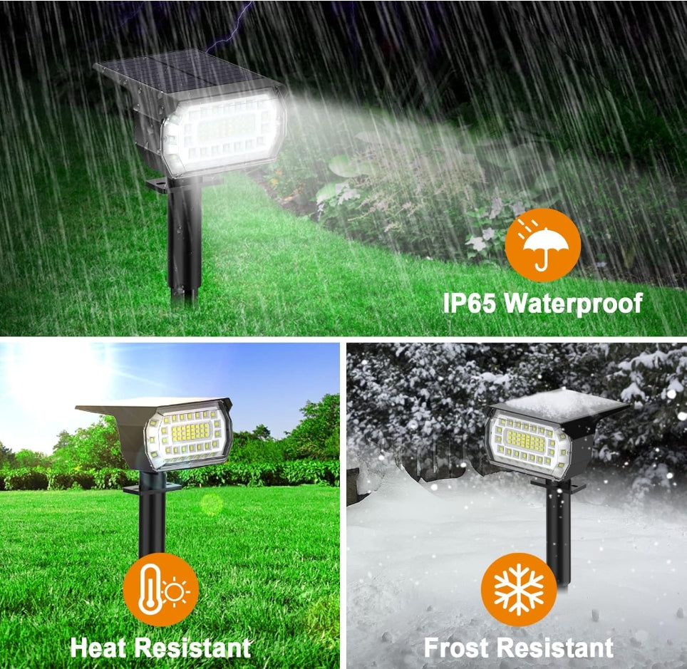 HAKOL 57-LED Solar Spotlights (4-Pack), 2-in-1, IP65 Waterproof, Cool White