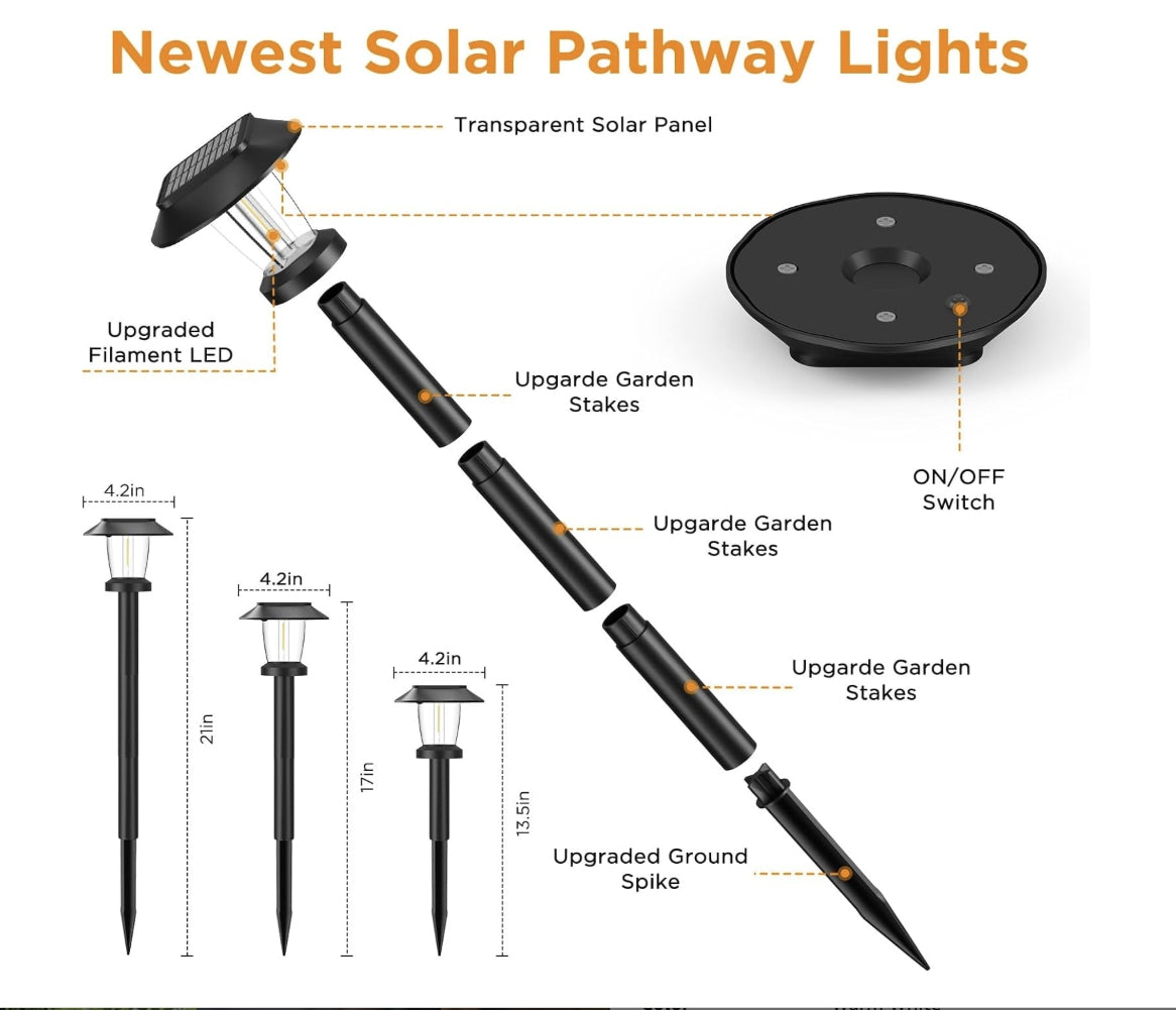 8 Pack Solar Powered Garden Lights Waterproof
