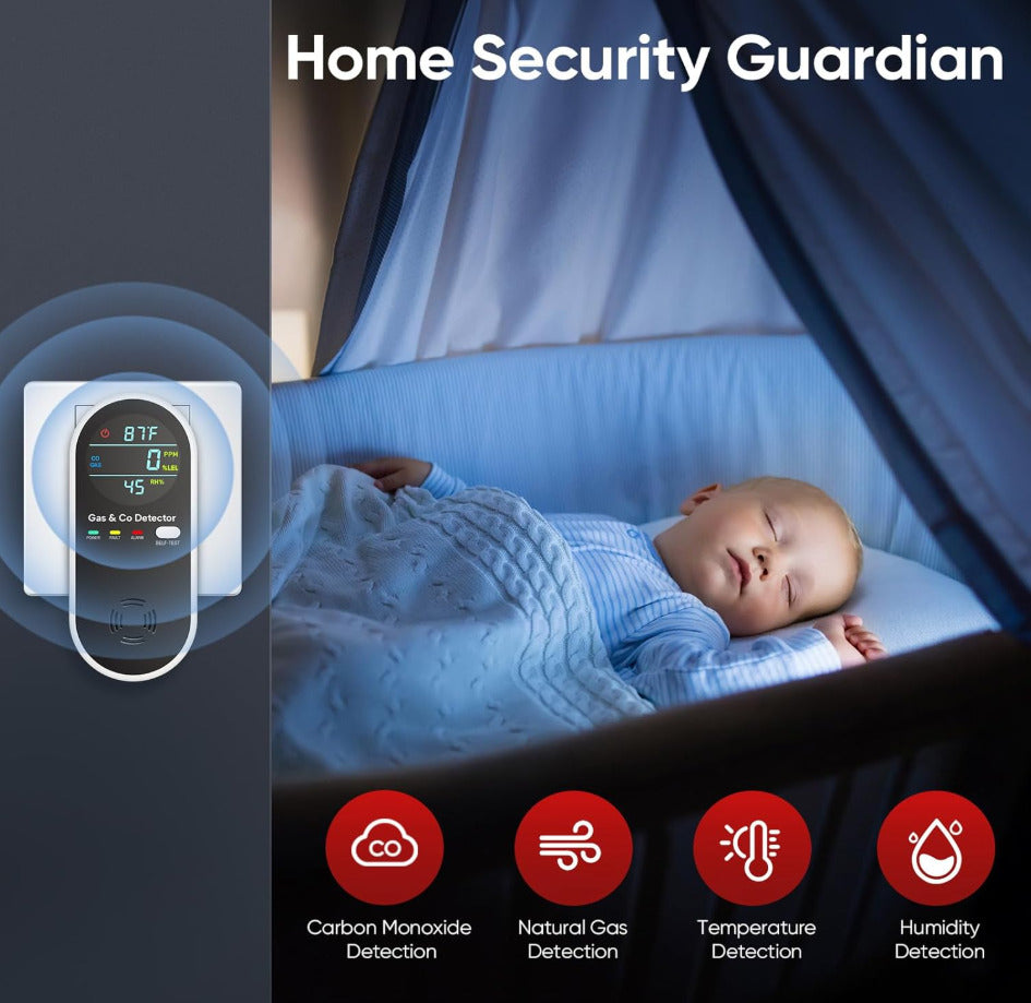 4-in-1 Upgraded Natural Gas Leak Detector and Carbon Monoxide Detectors