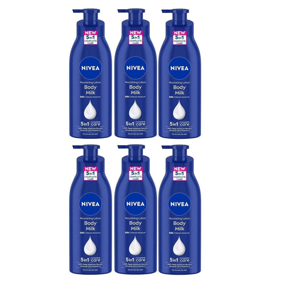 3 Or 6 Pack Nivea Nourishing Lotion Body Milk Richly Caring For Very Dry Skin, 400ml
