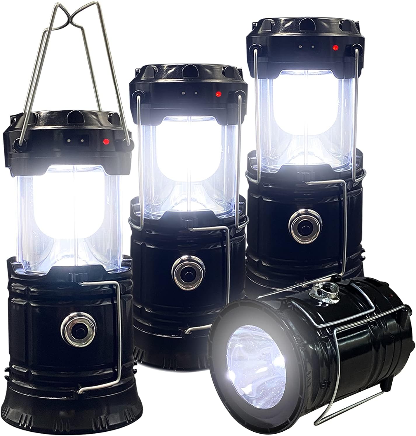 4 Pack Solar Collapsible Portable LED Camping Lantern