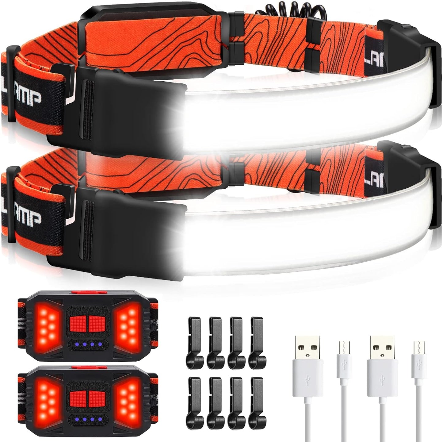 2 Pack Adelante LED Headlamp Flashlight, 1000LM