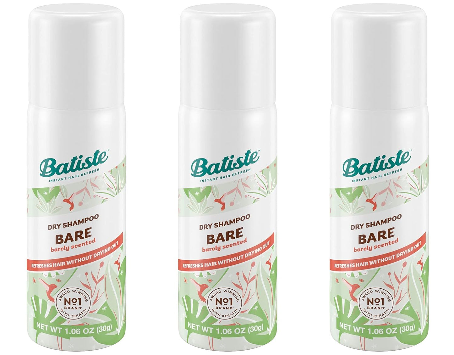 Batiste Dry Shampoo Bare Mini Travel Size 1.6 oz (Pack of 3)