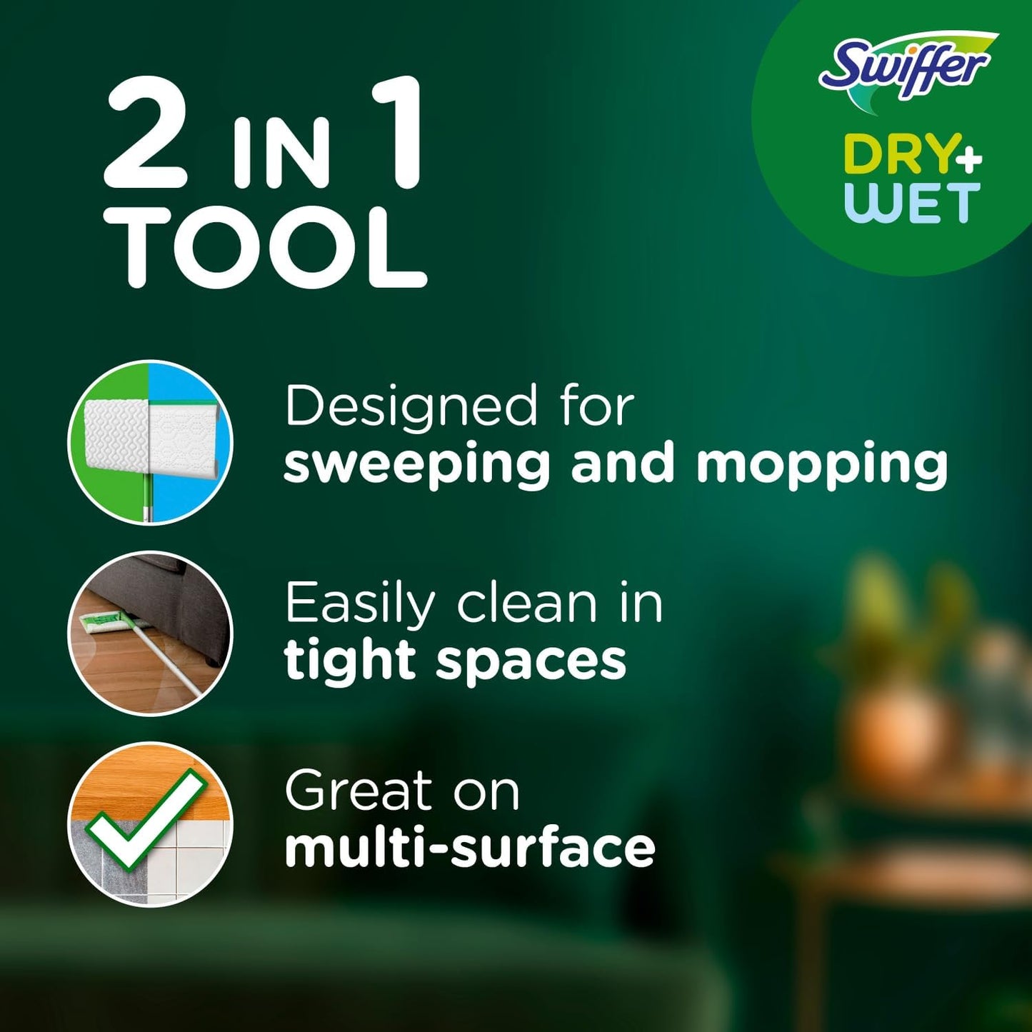 2 Pack Swiffer Sweeper 2-in-1 Mops for Floor Cleaning, Dry and Wet Multi Surface Floor Cleaner, Sweeping and Mopping Starter Kit,Each kit Includes 1 Mop + 19 Refills, 20 Piece Set