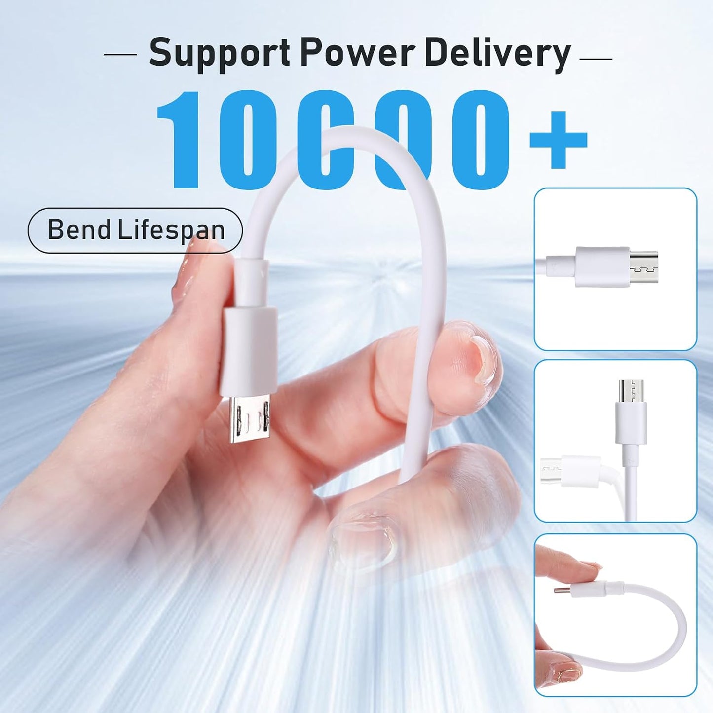 Kanayu 50 Pcs Micro USB Cable Bulk, 3.3 Ft Fast Charging Cable 2A Cable Charge Cord Compatible with Samsung Galaxy S7 S6 Edge J7 S5, Note 5 4, K40 K20, Kindle, PS4, Tablet (White)
