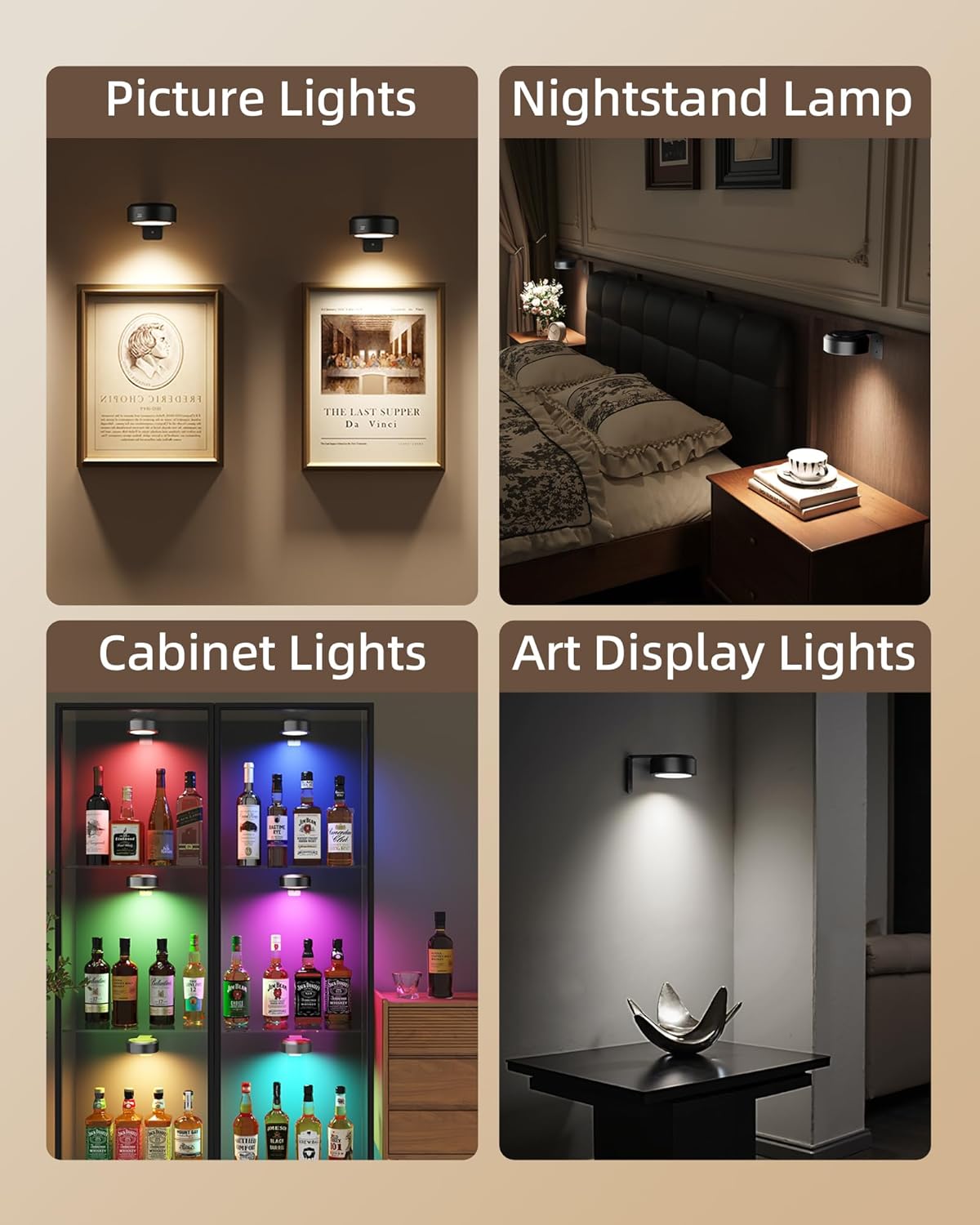 3 Pack Indoor LED Light | Magnetic Tool-Free Installation | Stepless Dimming & Battery Operated