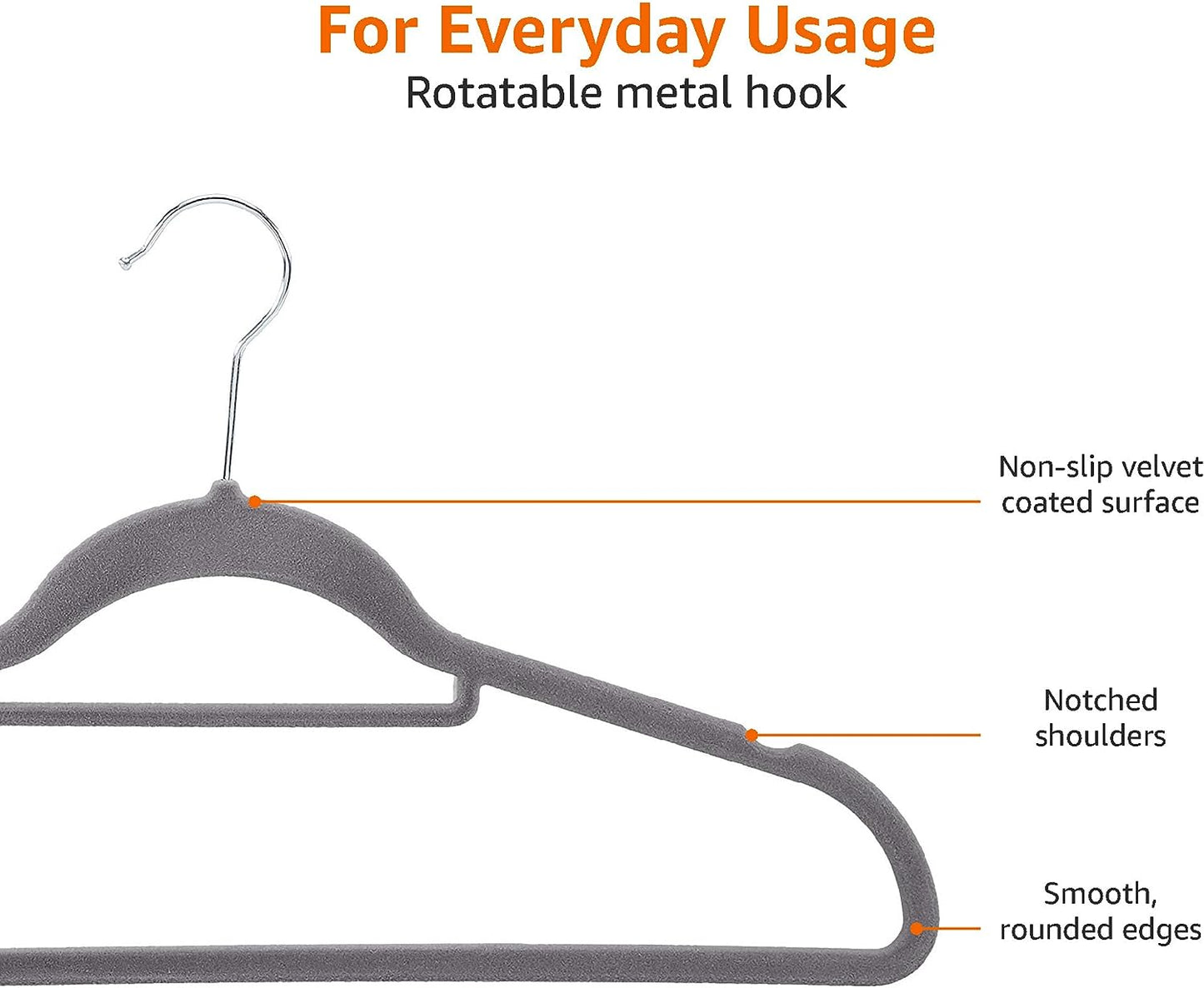 Amazon Basics Velvet Suit Hangers with Tie Hanger, Dark Grey (30-Pack)