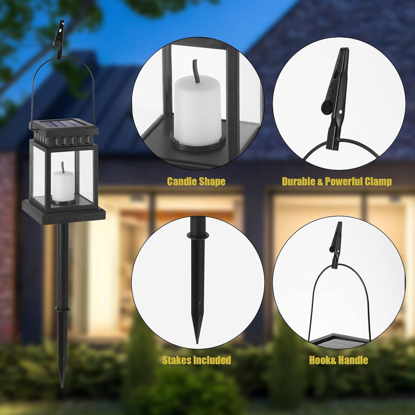 8 Pack Garden Hanging Candle Lights Hanging Solar Lanterns