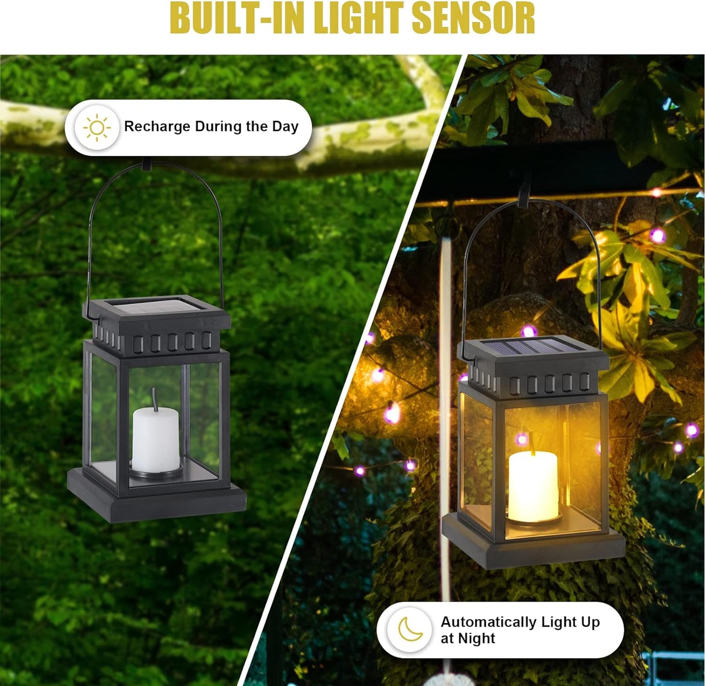 8 Pack Garden Hanging Candle Lights Hanging Solar Lanterns