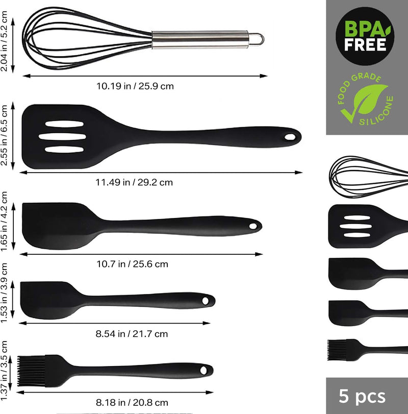 5 Pack Silicone Cooking Utensil Sets Heat Resistant