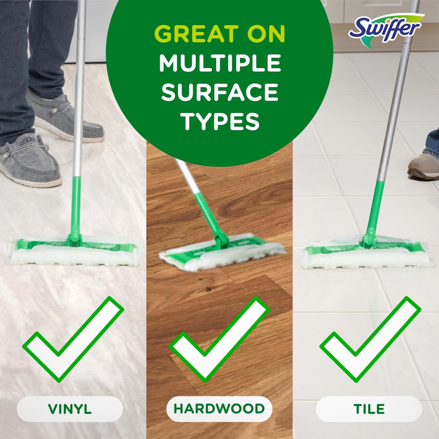2 Pack Swiffer Sweeper 2-in-1 Mops for Floor Cleaning, Dry and Wet Multi Surface Floor Cleaner, Sweeping and Mopping Starter Kit,Each kit Includes 1 Mop + 19 Refills, 20 Piece Set