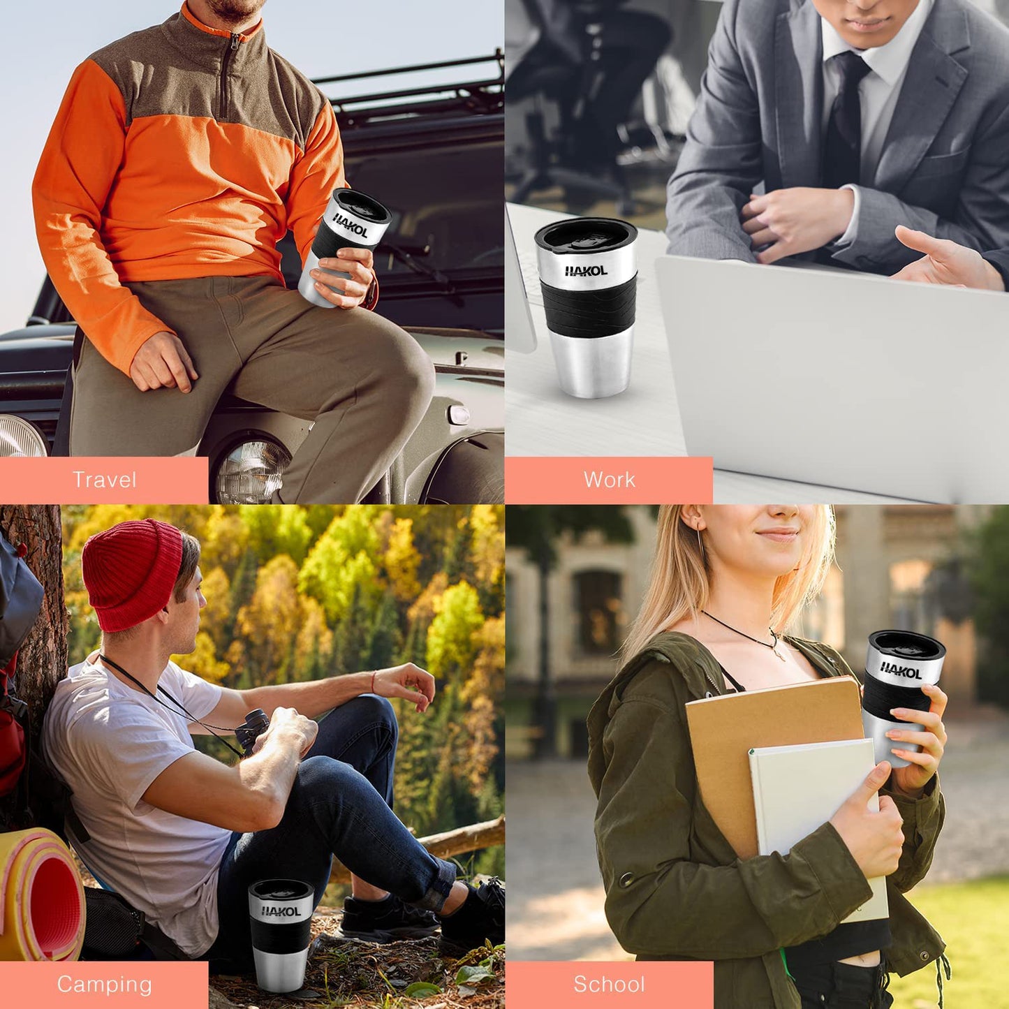 Assorted Hakol Mini Travel Single Serve Coffee Maker & 15 oz. Travel Mug Coffee Tumble