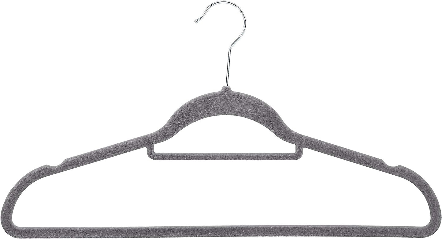 Amazon Basics Velvet Suit Hangers with Tie Hanger, Dark Grey (30-Pack)