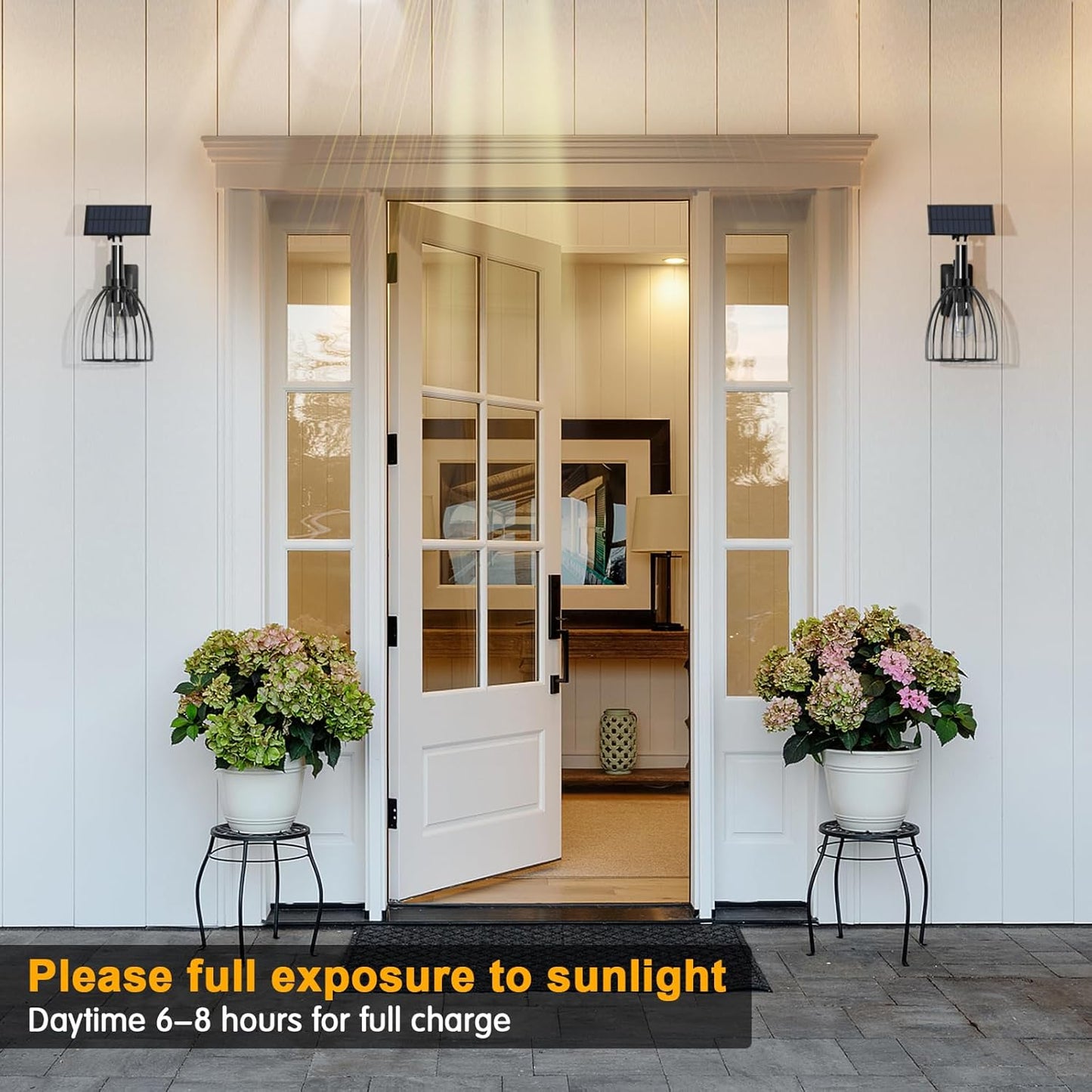 Solar Wall Lanterns Outdoor 2 Pack