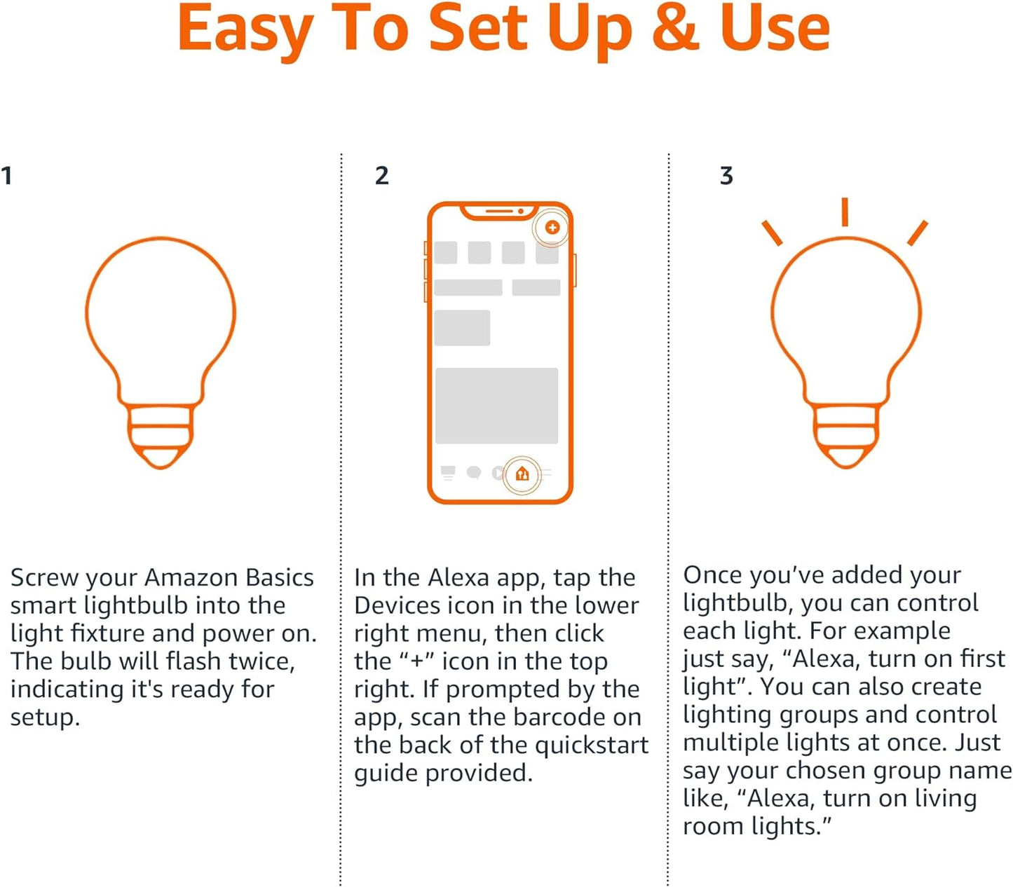 Amazon Basics Smart A19 LED Light Bulb, Color Changing, 9W (60W Equivalent), 800LM, Works with Alexa Only, 2.4 GHz Wi-Fi, No Hub Required