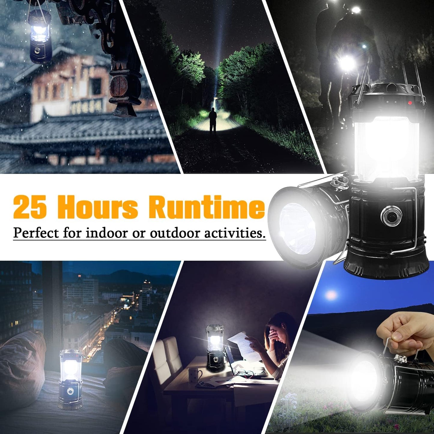 4 Pack Solar Collapsible Portable LED Camping Lantern