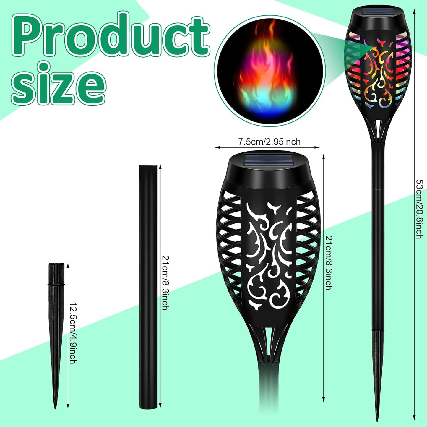 6 Pcs Solar Flame Torch Lights: Waterproof, Auto On/Off, Outdoor Decor