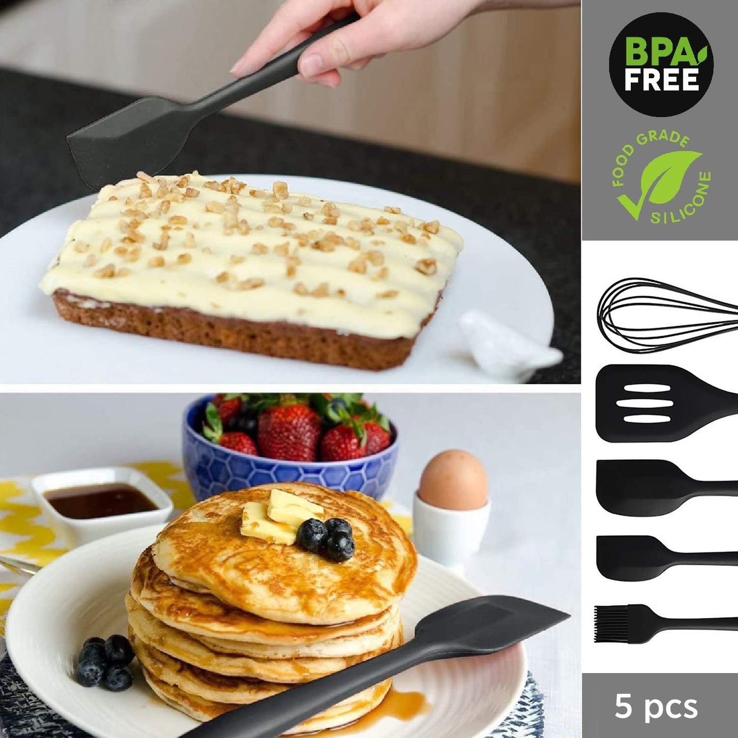 5 Pack Silicone Cooking Utensil Sets Heat Resistant