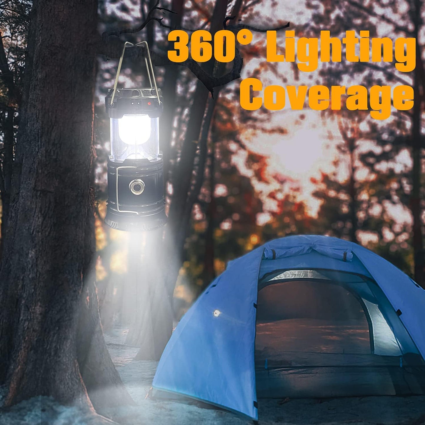 4 Pack Solar Collapsible Portable LED Camping Lantern