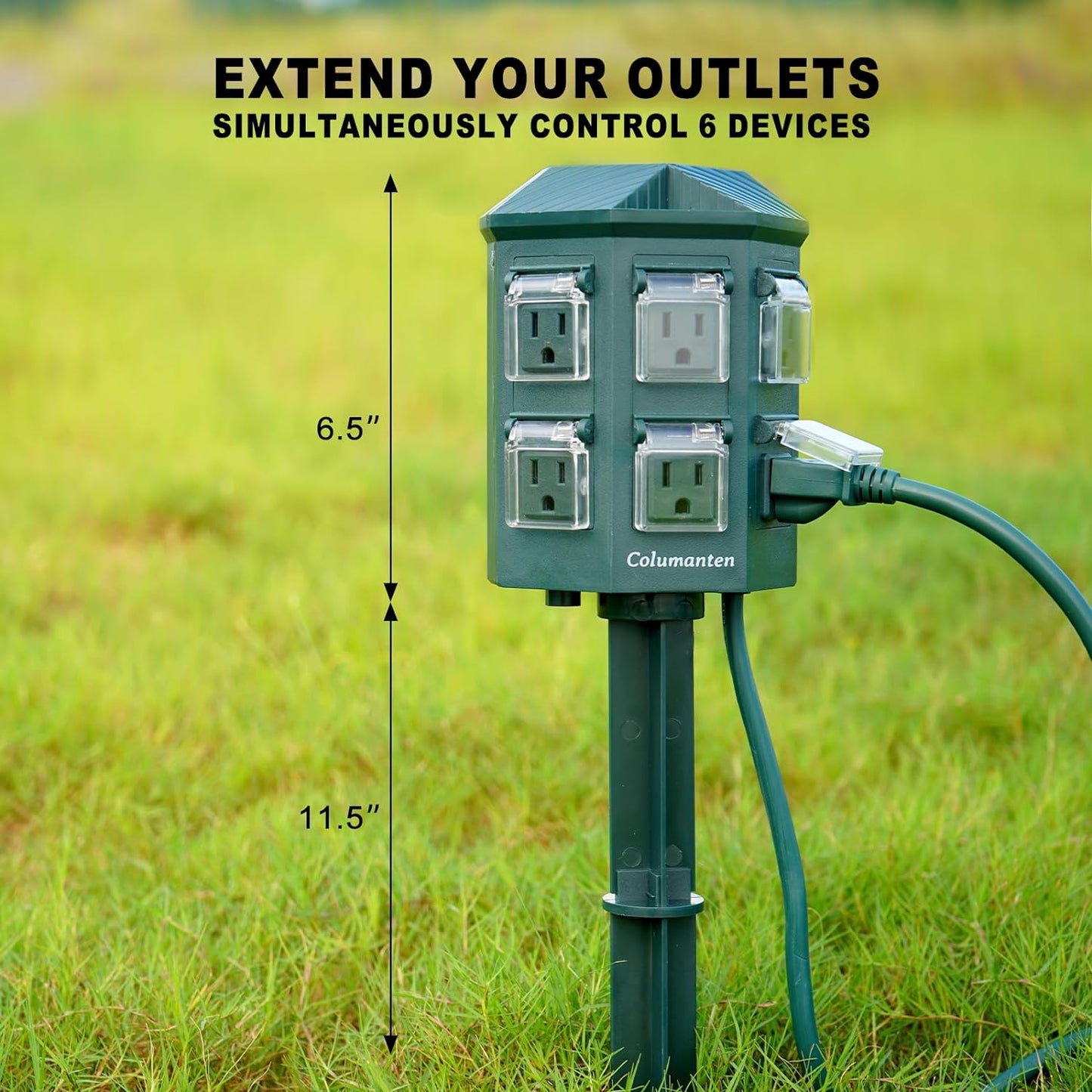 Outdoor Power Stake with 15ft Extension Cord Waterproof