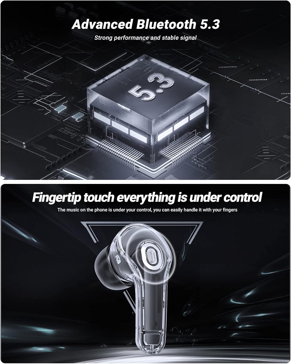 Wireless Earphones Bluetooth 5.3 Headphones LED Power Display