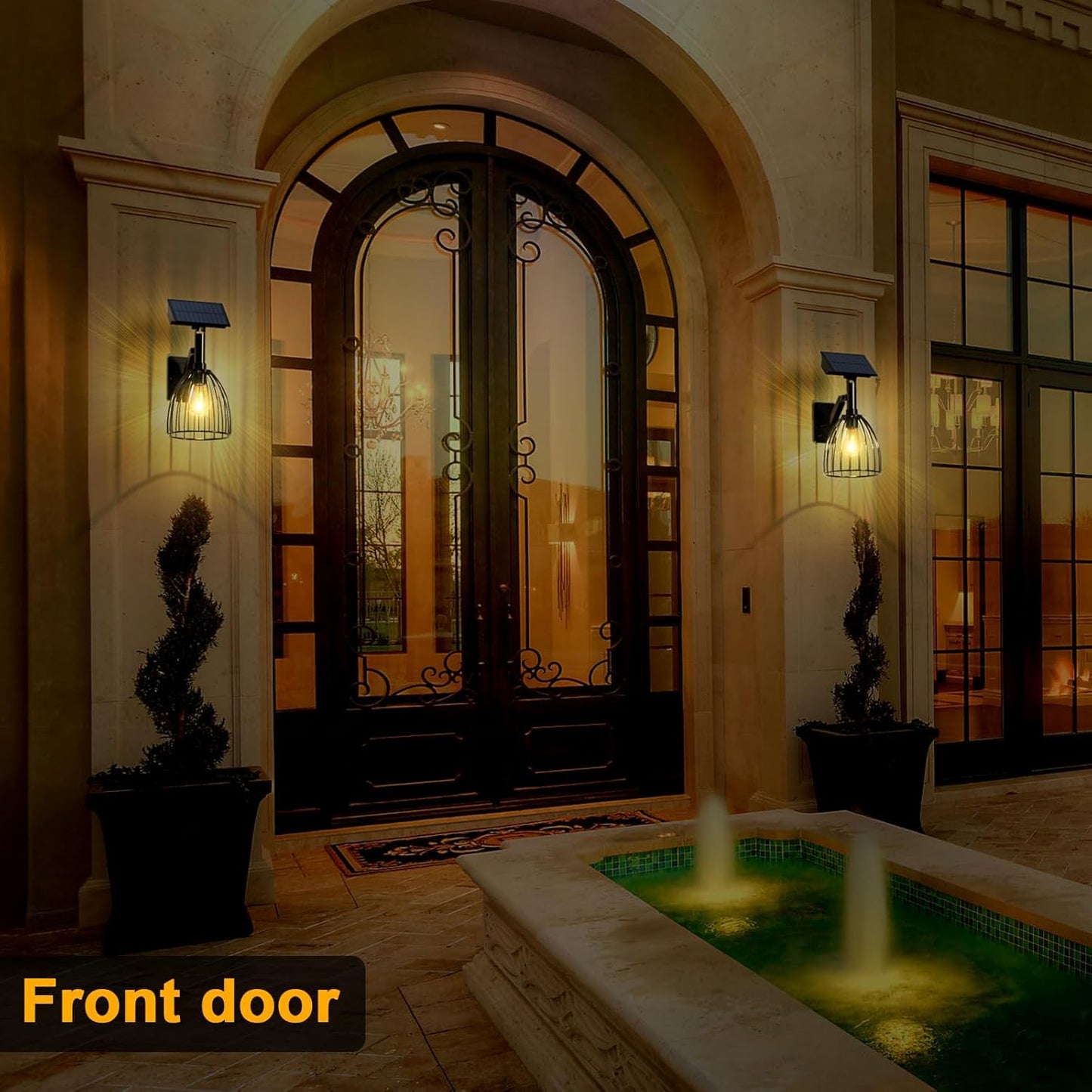 Solar Wall Lanterns Outdoor 2 Pack