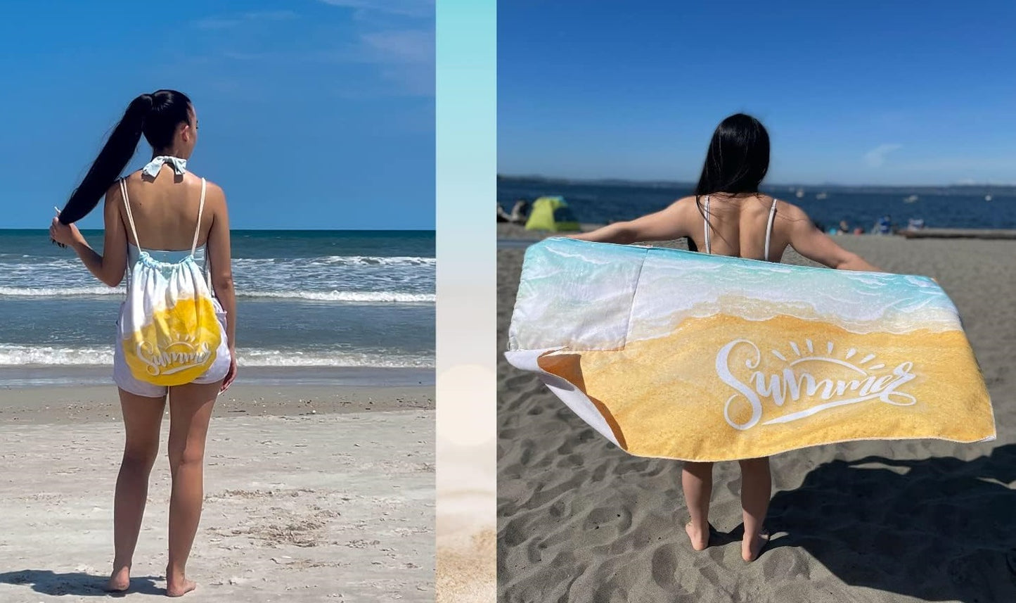2 In 1 Windproof Beach Backpack Towel