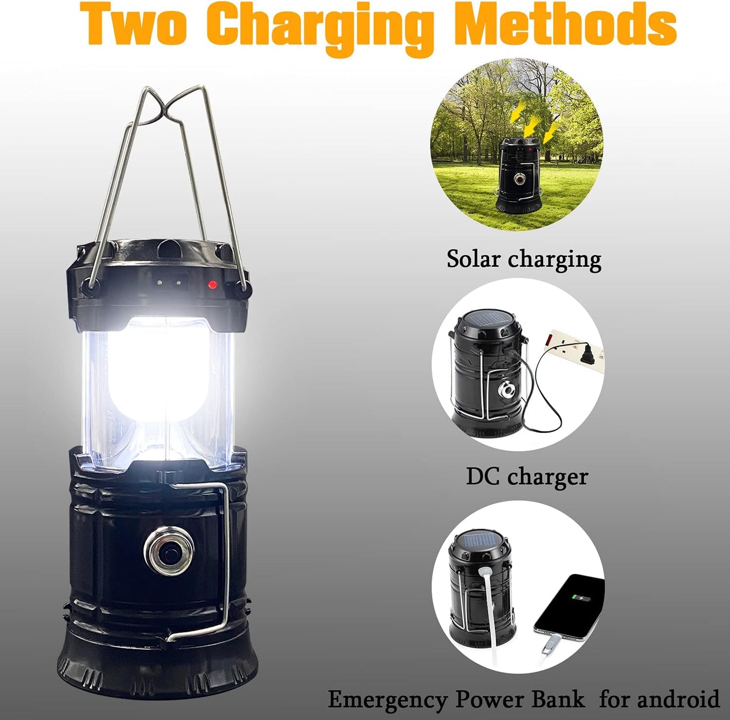 4 Pack Solar Collapsible Portable LED Camping Lantern