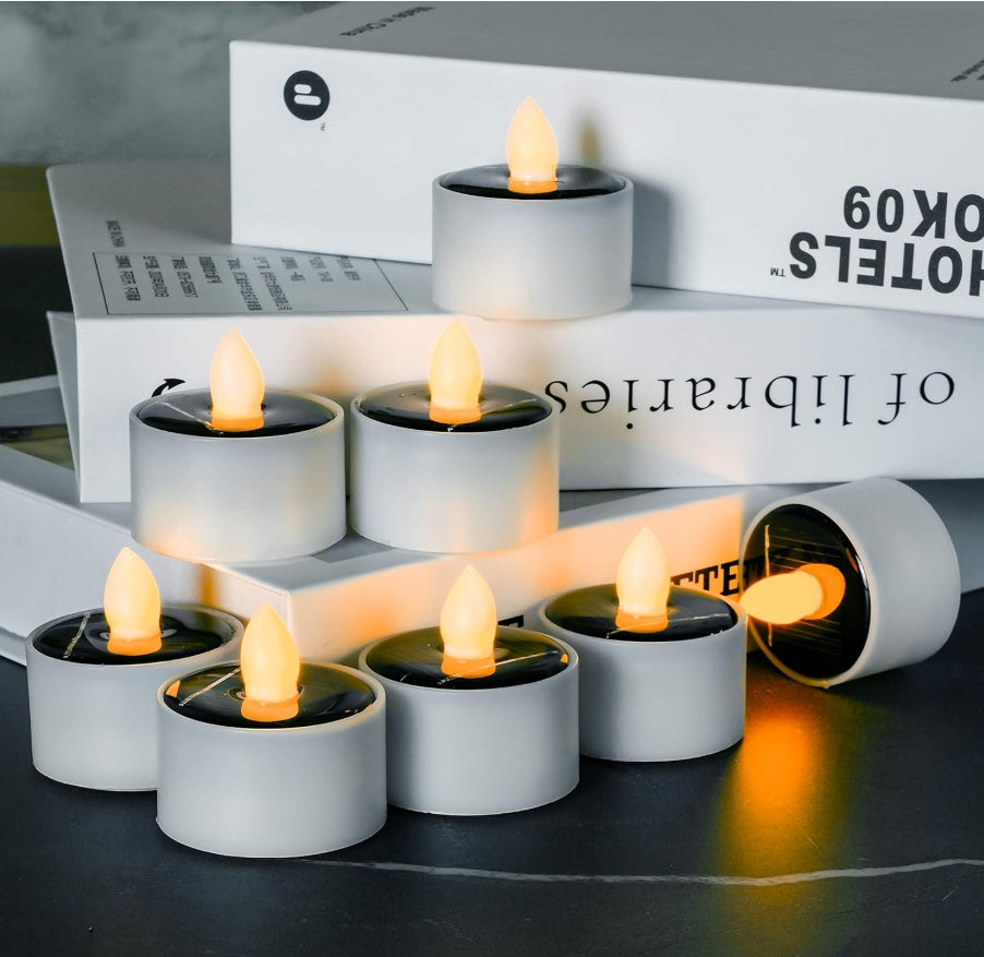 8-Pack Solar Tea Lights – Waterproof, Warm Glow for Outdoor & Home Use