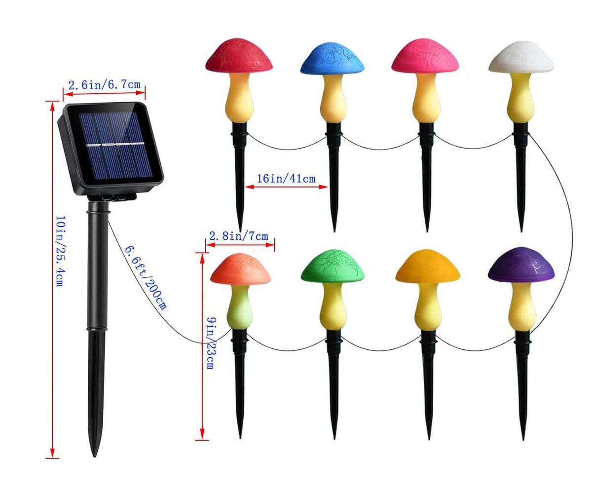 Solar Garden Decor Lights 8 Crack Mushrooms Outdoor Decor Stake Lights